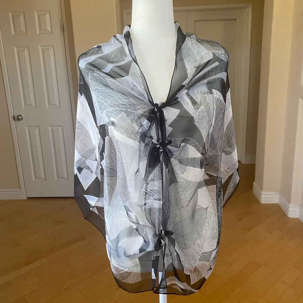 Chic Black, White and Gray Sheer Scarf Wrap Sarong